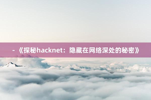 - 《探秘hacknet：隐藏在网络深处的秘密》